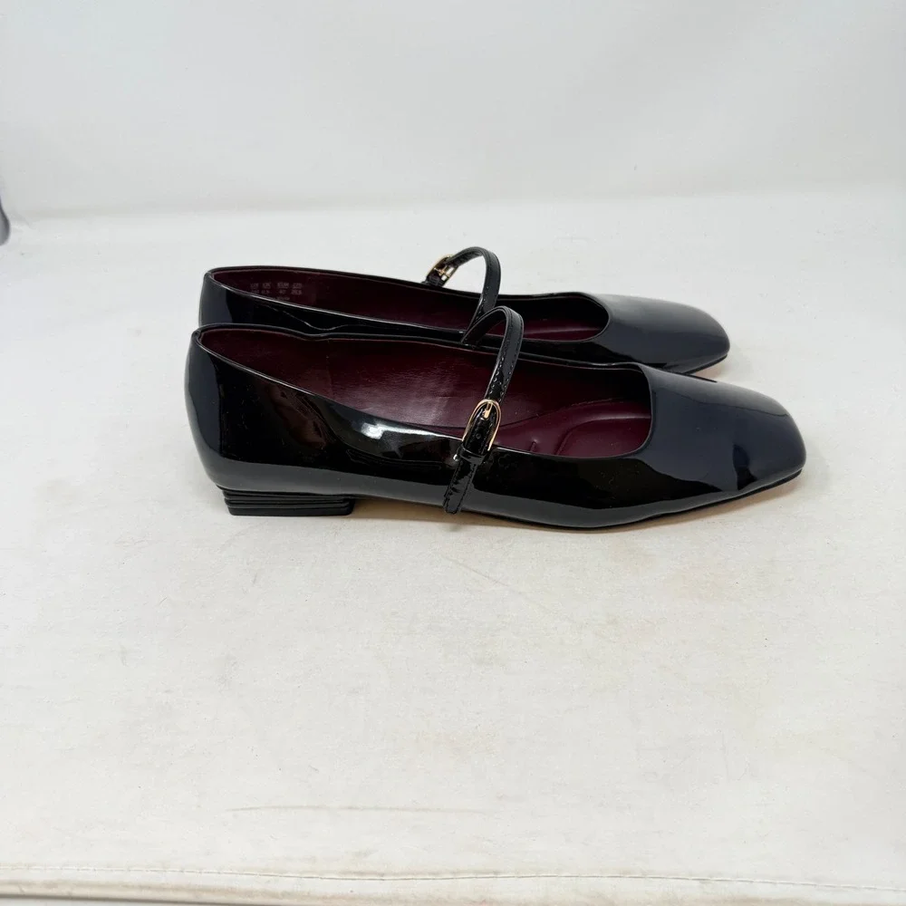 Franco Sarto Mary Jane Flats Black 9M Patent Leather Square Toe Tinsley - Picture 4 of 10